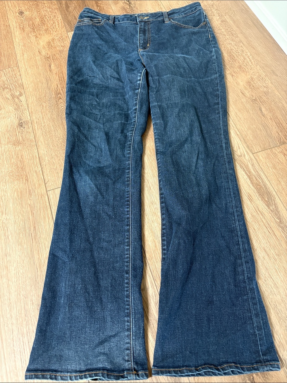 Lands' End Mid Rise Bootcut Tall Dark Blue Flare Jeans